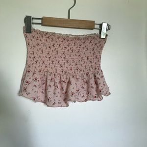 floral lettuce hem tube top